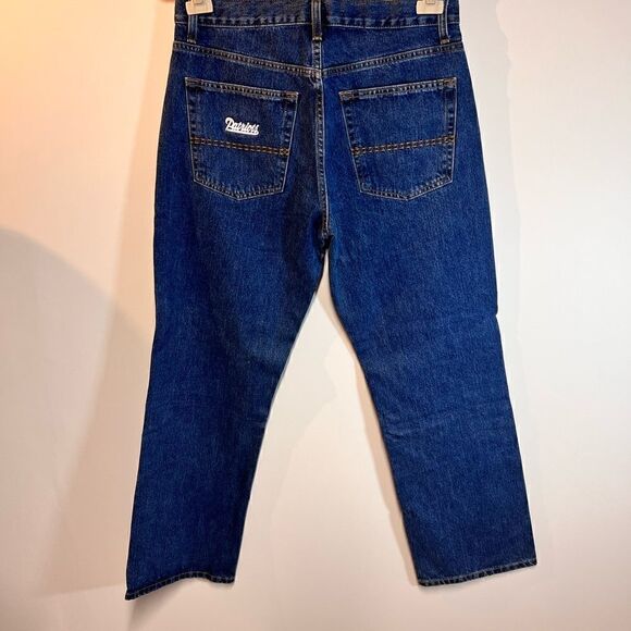 NWT NFL Authentic PATRIOTS Denim Jeans Relaxed Tailgater Bootcut Sz 32/30 - Picture 3 of 7